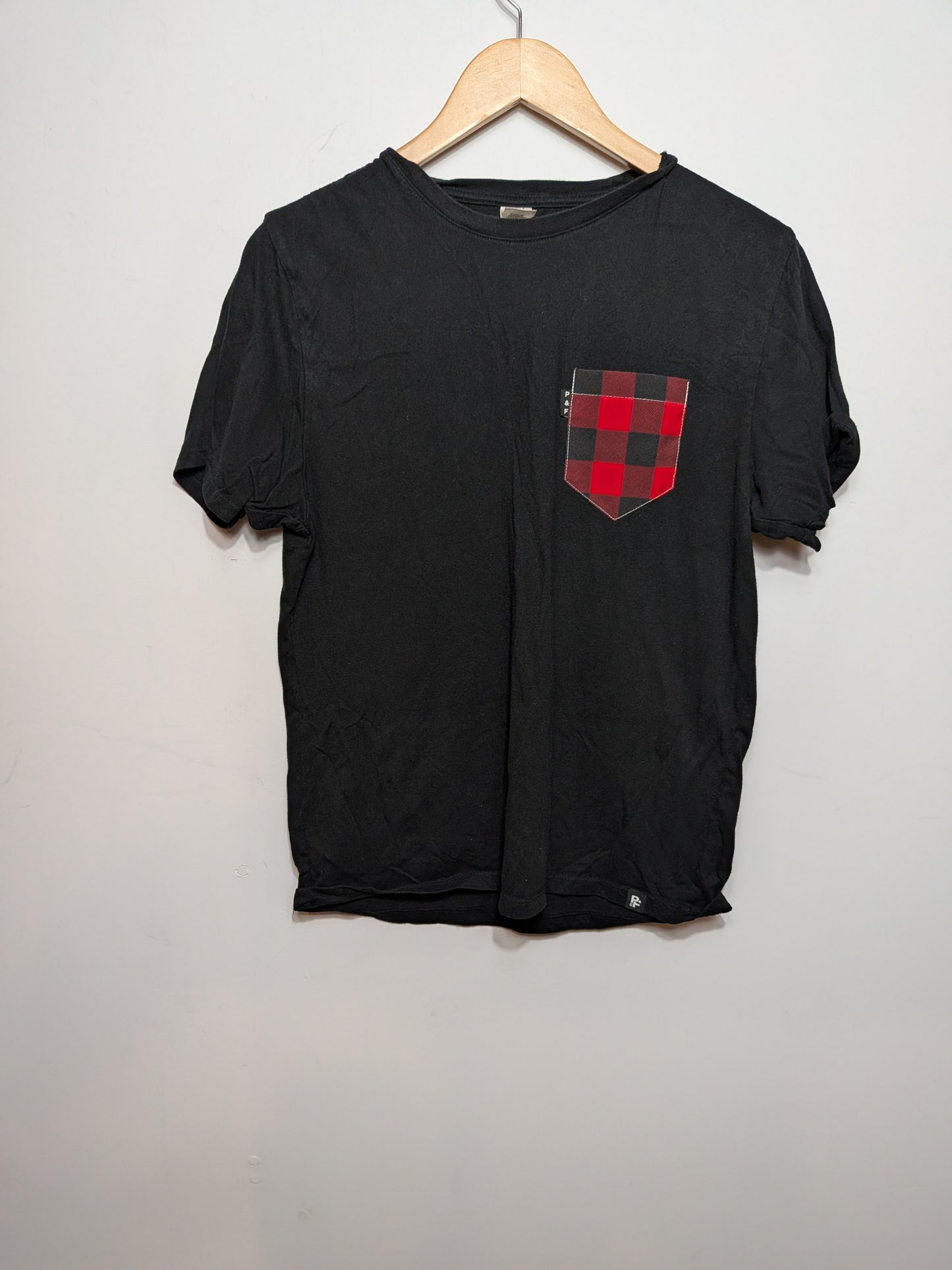 T-shirt noir poche carreaux - Poches & Fils - S