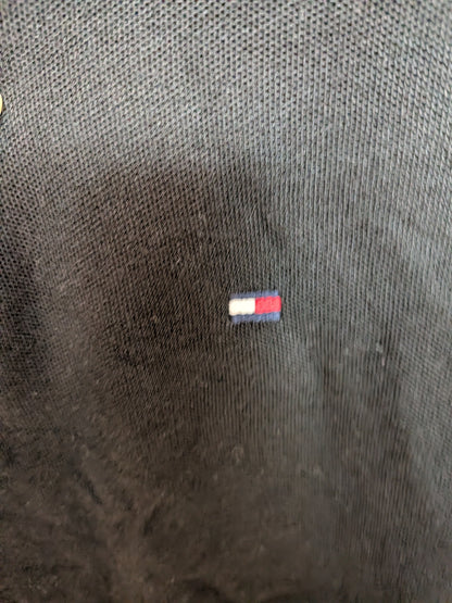 Polo noir détails rayés tricolores - TOMMY HILFIGER - M