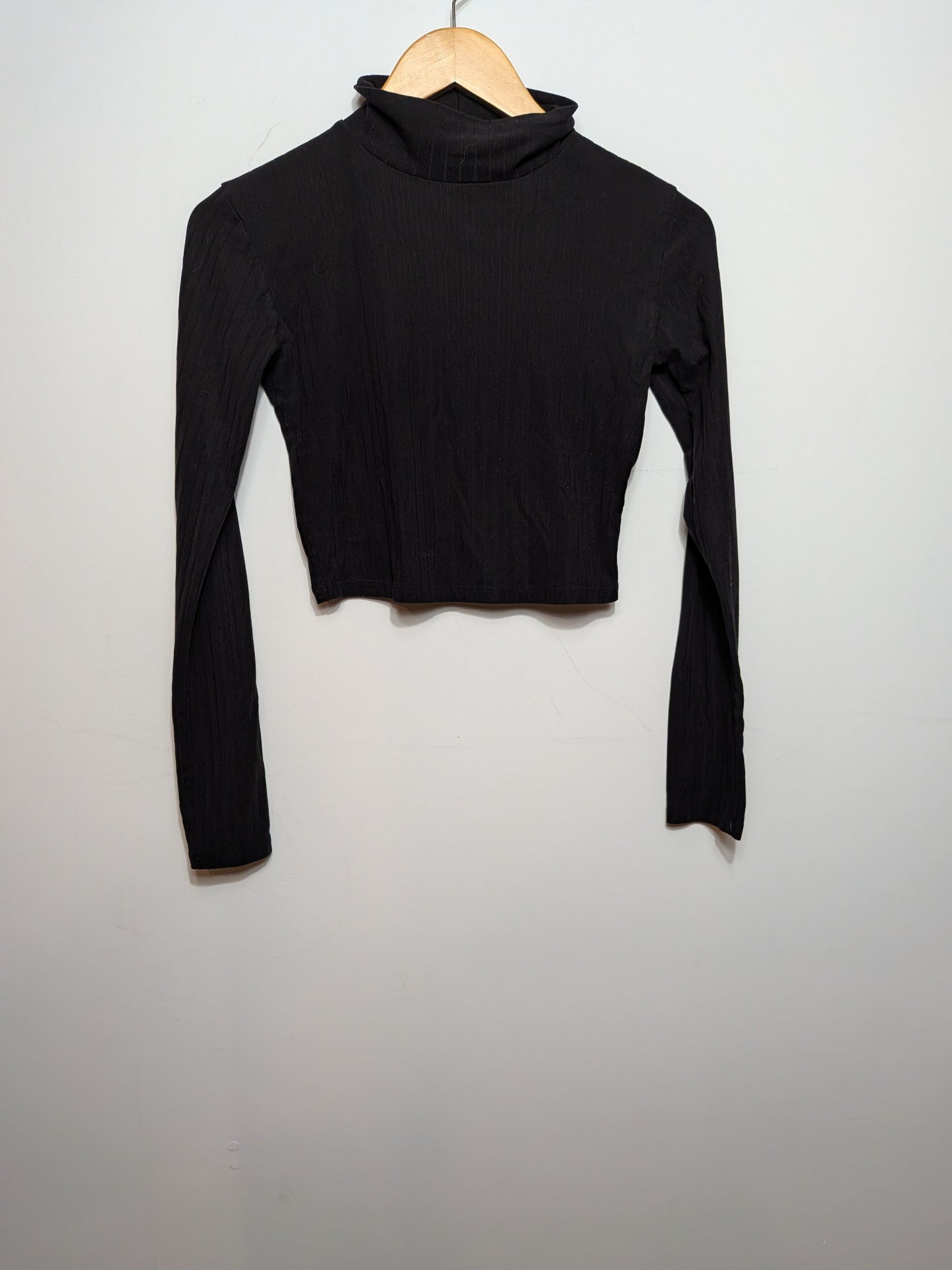 Haut court col montant noir côtelé - ARDENE BASIC - S