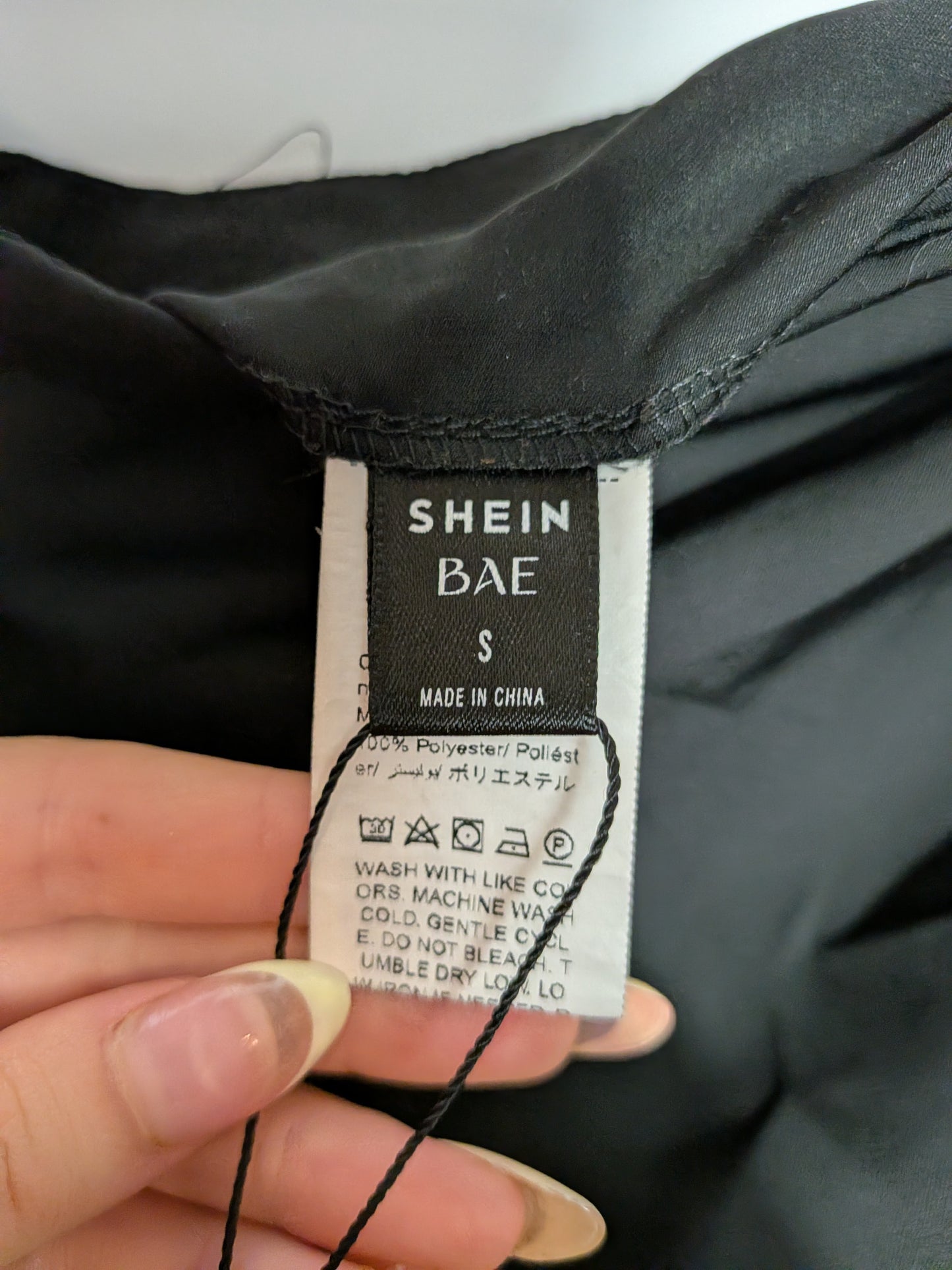 Jupe longue drapée asymétrique noire - SHEIN BAE - S