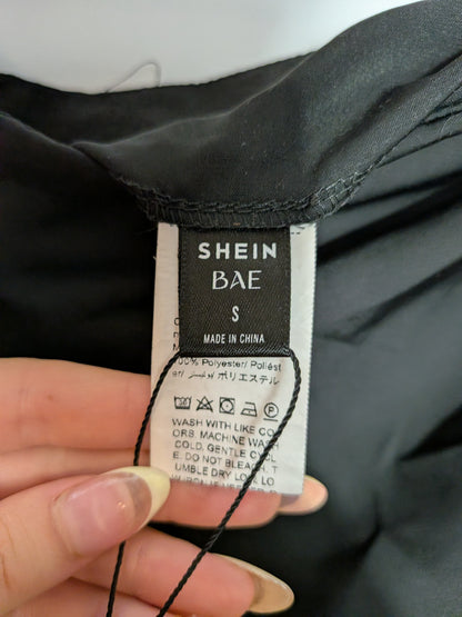 Jupe longue drapée asymétrique noire - SHEIN BAE - S