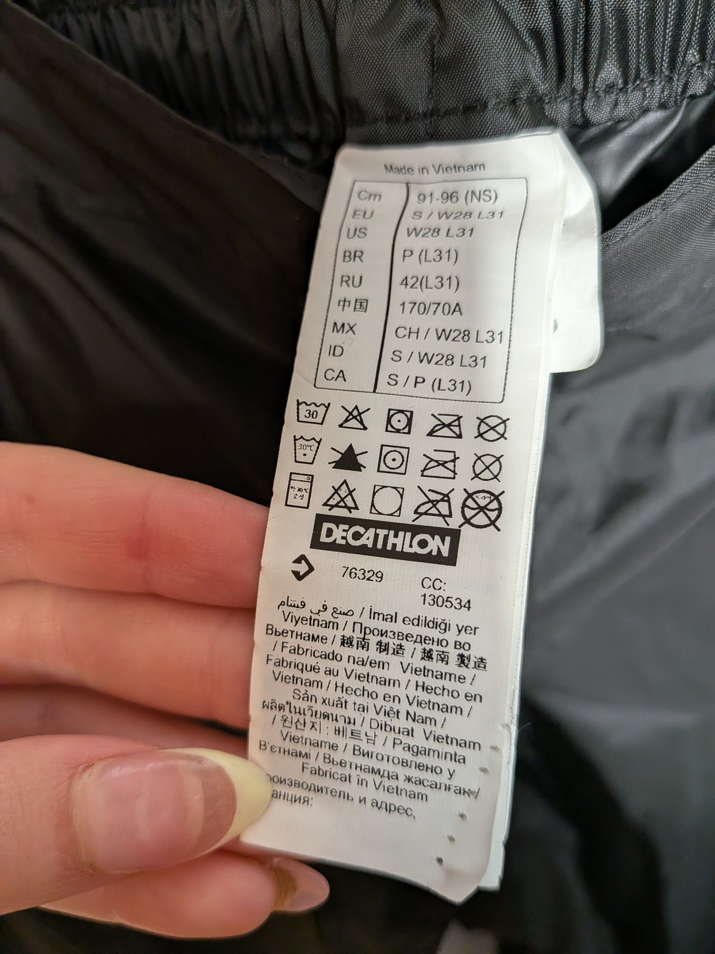 Surpantalon imperméable noir Quechua - Decathlon - S