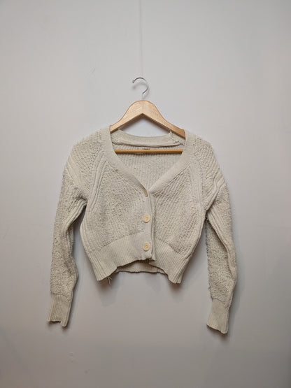 LIVØM Cardigan court écru boutonné tricot texturé Bohème S