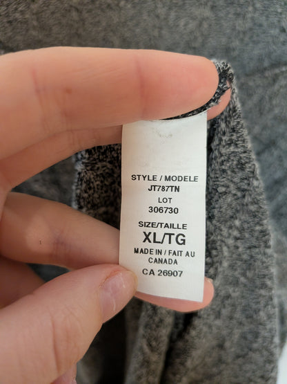 ANTISTAR Chandail ample gris chiné ourlet festonné Décontracté XL