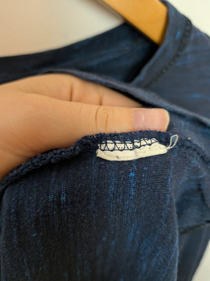 URBAN HERITAGE Haut henley droit bleu chiné boutons Décontracté XL