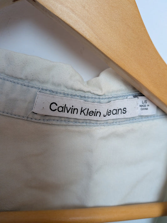 Calvin Klein Jeans Chemise décontractée bleu pâle poches Décontracté L