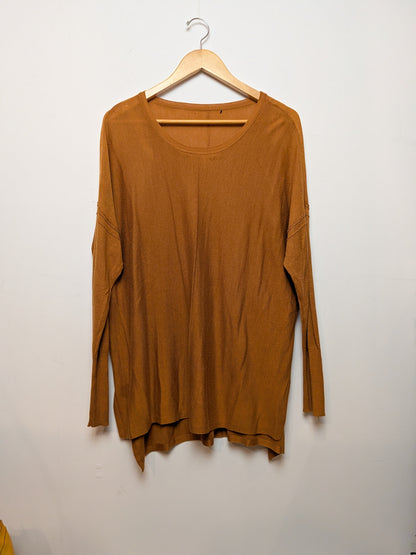 Sans marque Tunique ample caramel couture centrale Bohème "M"