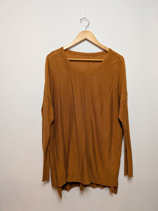 Sans marque Tunique ample caramel couture centrale Bohème "M"