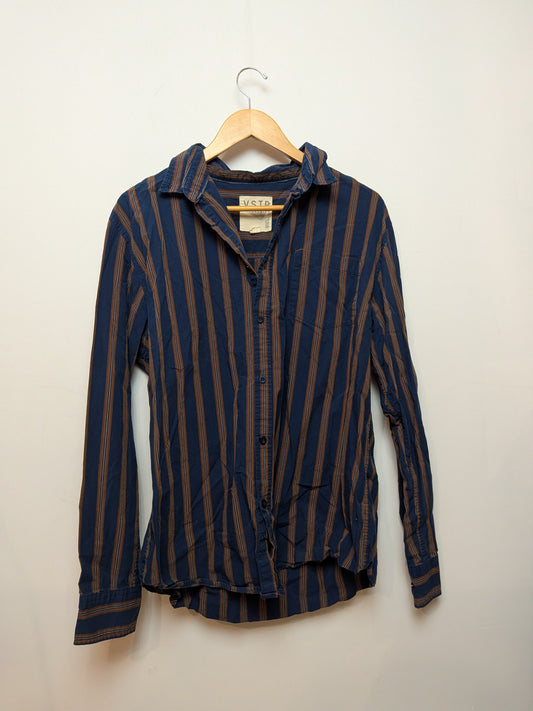 VSTR Chemise droite rayée bleu marine rayures rouille Rétro XL
