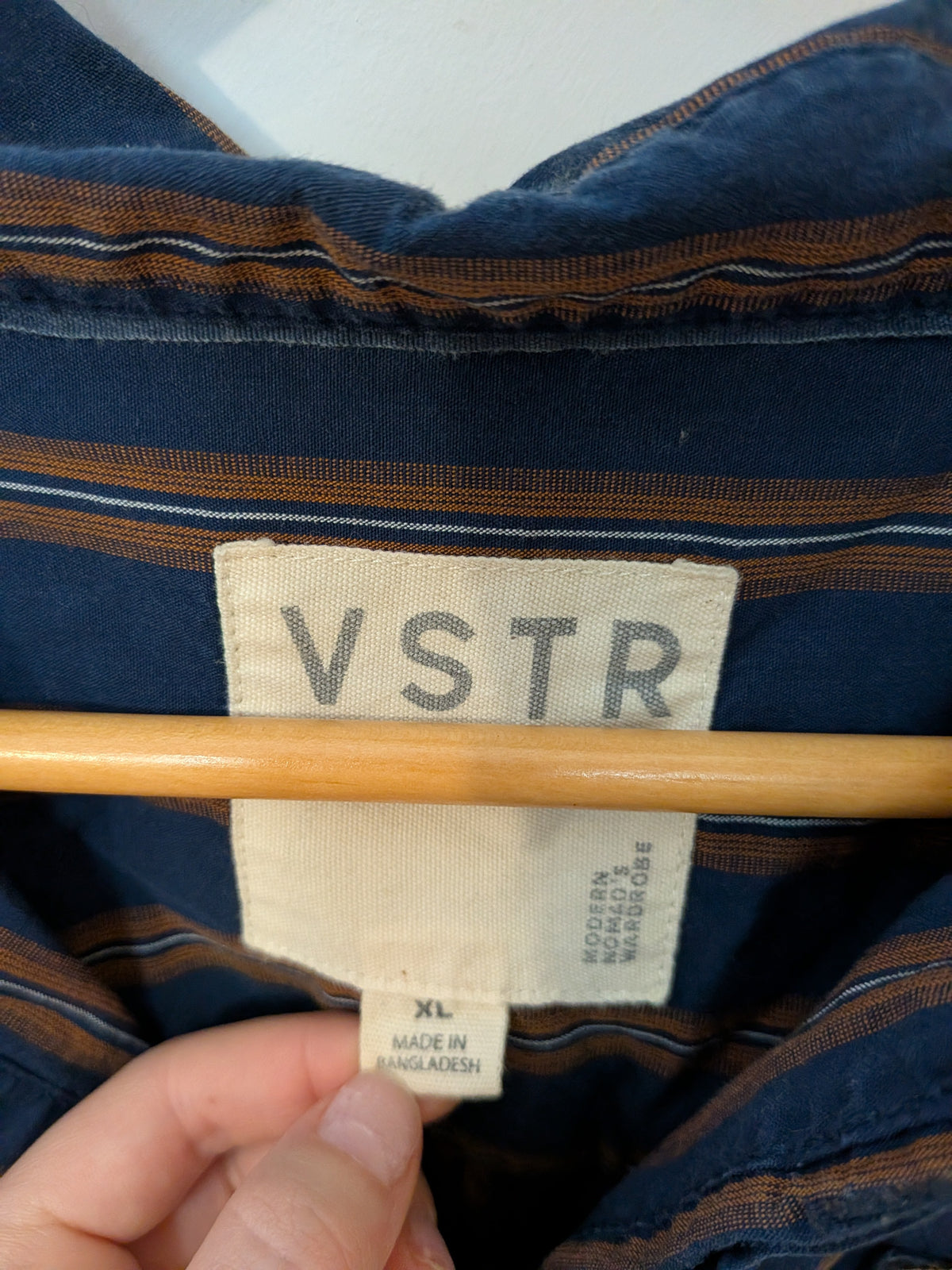 VSTR Chemise droite rayée bleu marine rayures rouille Rétro XL
