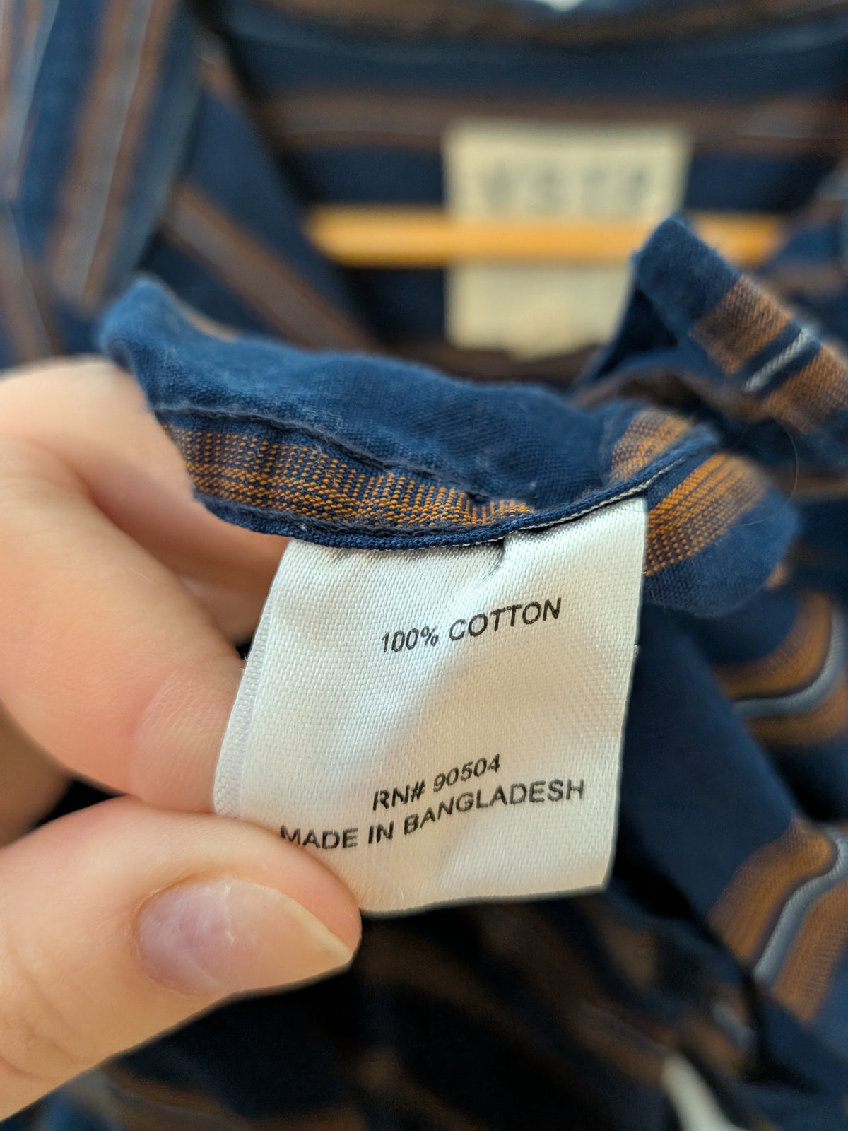 VSTR Chemise droite rayée bleu marine rayures rouille Rétro XL
