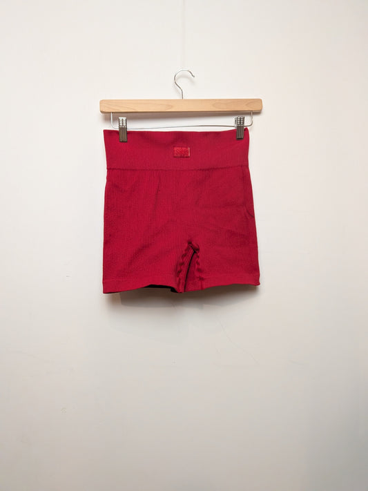 SMR Short cycliste côtelé rouge taille haute Sport "S"