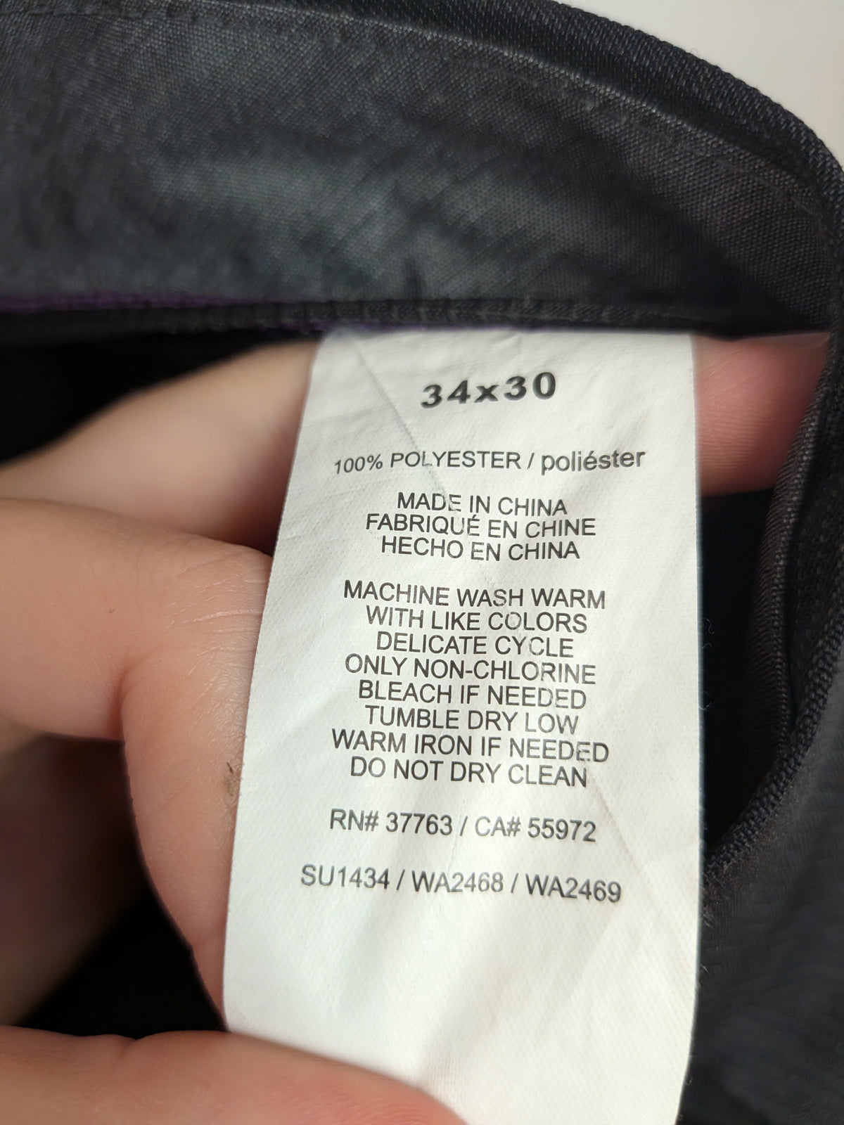 Sans marque Pantalon habillé droit noir infroissable Classique 34x30