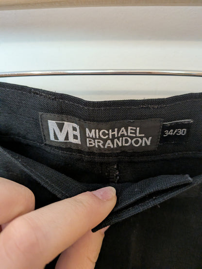 MICHAEL BRANDON Pantalon habillé droit noir 5 poches Classique 34/30