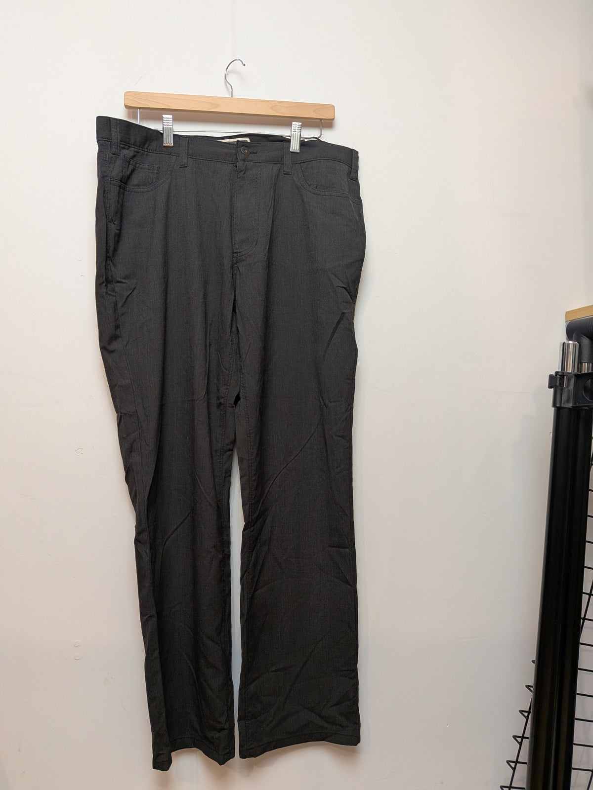 Sans marque Pantalon habillé texturé gris foncé coupe droite Classique "34x30"