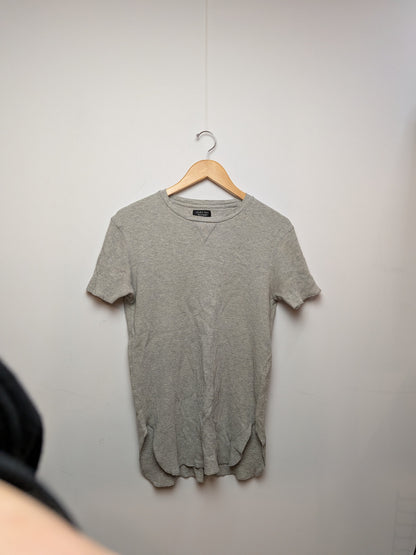ZARA MAN T-shirt gaufré gris chiné ourlet arrondi Décontracté M