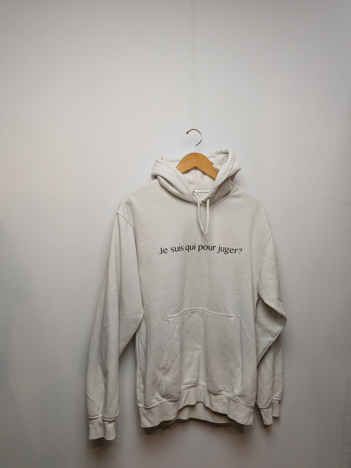 ATC Hoodie molleton blanc cassé texte brodé Streetwear M