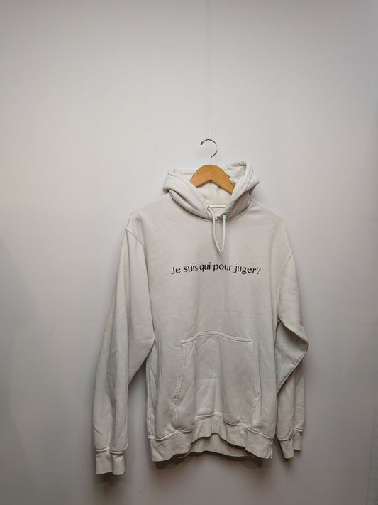 ATC Hoodie molleton blanc cassé texte brodé Streetwear M