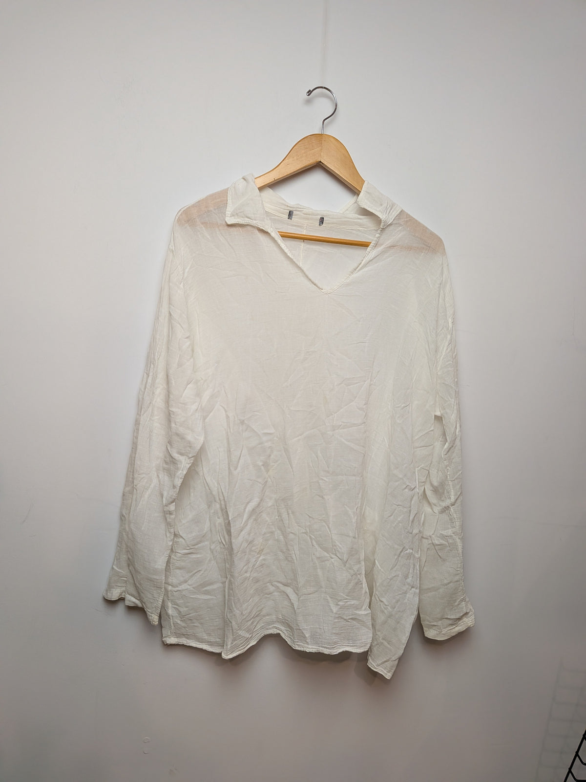 Tunique fluide gaze blanche col tunisien Bohème 8
