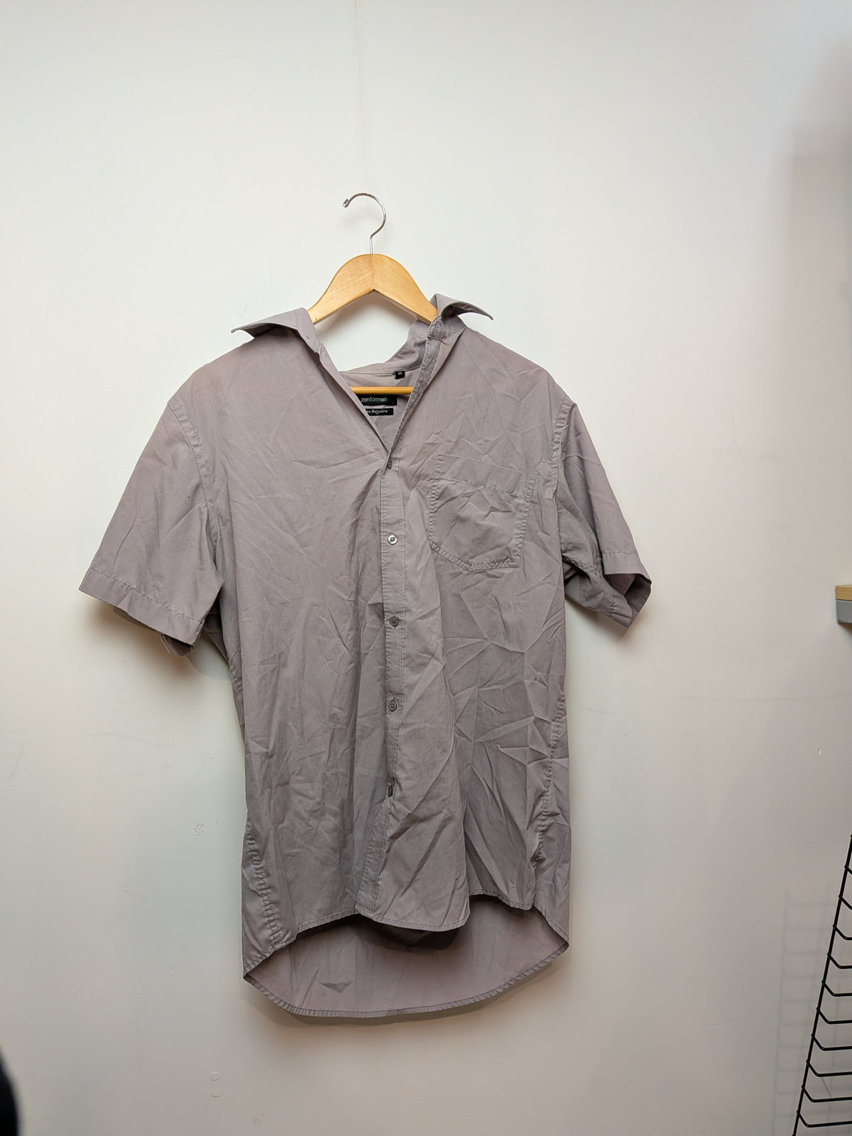 zenformen Chemise classique gris col ouvert Décontracté G/L