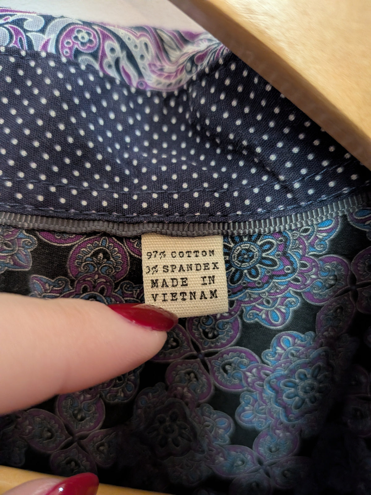 CON.STRUCT Chemise extensible violet imprimé cachemire Rétro L