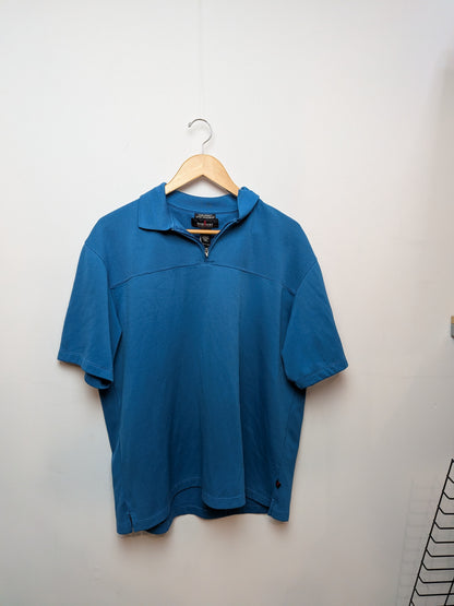 WEIR GOLF Polo sport bleu canard col zippé Cool Effect L/G