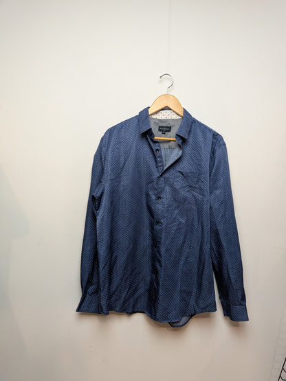 RUE SAINT-PATRICK MONTRÉAL Chemise habillée bleu marine micro-motifs Décontracté XL