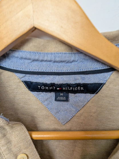 TOMMY HILFIGER Polo piqué beige sable logo brodé Preppy M