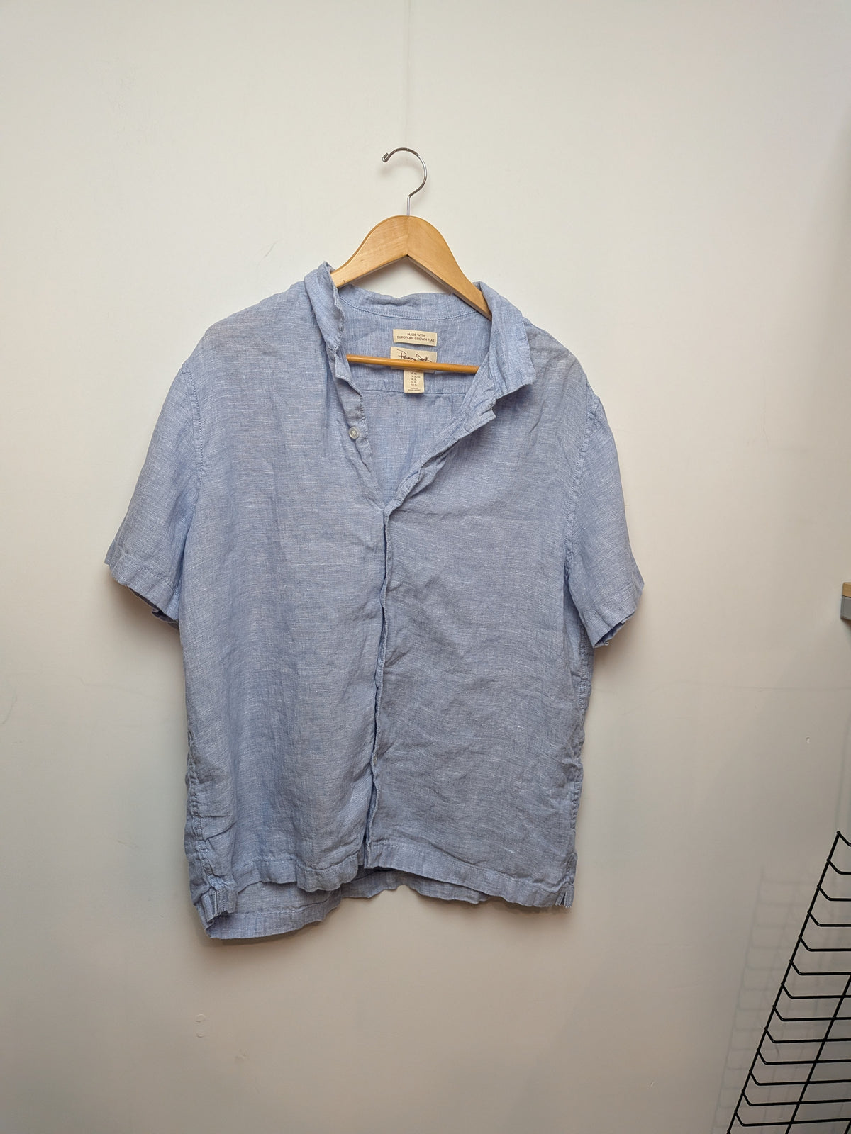 Panama Jack Chemise ample lin bleu ciel col ouvert Rétro XL